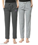 Multicolor solid cotton blend trousers for women, two pairs available, straight fit style, size options: 34(30in/39in), 36(32in/40in), 38(34in/41in), 40(36in/42in)